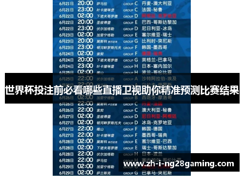 世界杯投注前必看哪些直播卫视助你精准预测比赛结果 世界杯投注前必看哪些直播卫视助你精准预测比赛结果